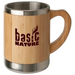 Basic Nature - Stainless Steel Mug - "Bamboo" - Kop -Udendørs køkken forsyninger discountbutik basic nature stainless steel mug bamboo kop detail 2
